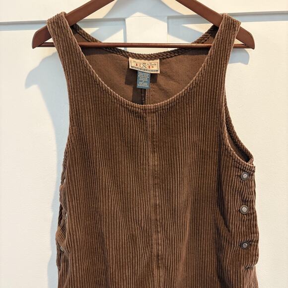 Vintage Express Dress Womens Small Brown Corduroy Jumper Side Buttons 90s - Picture 3 of 10